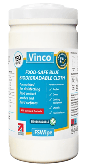 picture of Vinco FSwipe Food Safe Blue Biodegradable Cloth - 150 Wipes - [HCI-CP129]