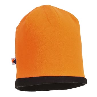 Picture of Portwest - Orange/Black Reversible Hi-Vis Beanie Hat - PW-HA14OBR