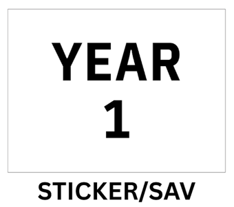 picture of Year 1 Door Wall Plaque Sign White Black Sticker/Sav - IH-YEAR01-SAV - (LP)