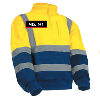 picture of Yellow & Blue Sweatshirt with Stand Up Collar - 1/4 Length Zip - 280g - BI-255