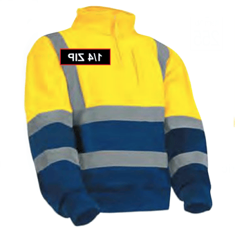 picture of Yellow & Blue Sweatshirt with Stand Up Collar - 1/4 Length Zip - 280g - BI-255 - (DISC-W)