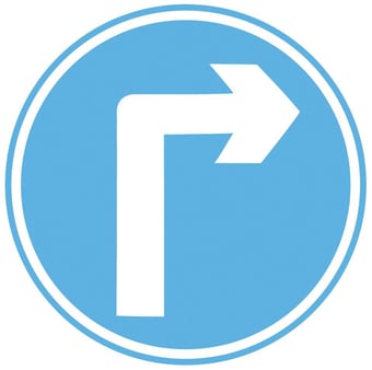 picture of Traffic Right Turn Sign - Class 1 Ref BSEN 12899-1 2001 - 600mm Dia - Reflective - 3mm Aluminium - [AS-TR34-ALU]