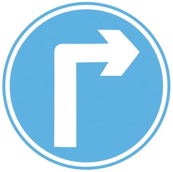 Picture of Traffic Right Turn Sign - Class 1 Ref BSEN 12899-1 2001 - 600mm Dia - Reflective - 3mm Aluminium - [AS-TR34-ALU]