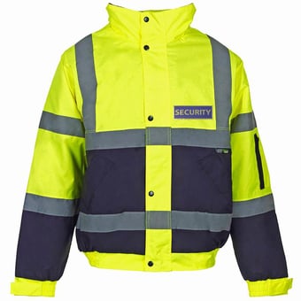 picture of SECURITY Printed Front and Back Hi Vis 2 Tone Bomber Jacket - ST-35541-SEC - (HP)
