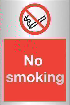 picture of Prestige No Smoking Sign - Silver Effect - 100 x 150Hmm - 1.5mm Aluminium - [AS-SAT6-ALU]