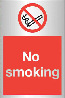 picture of Prestige No Smoking Sign - Silver Effect - 100 x 150Hmm - 1.5mm Aluminium - [AS-SAT6-ALU]