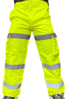 Picture of Yellow Hi-Vis 3 Band Combat Trousers - Regular Leg - [PLW-CTY23R] - (NICE)