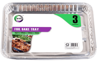 Picture of DID Foil Bake Tray 320mm x 225mm x 4.5mm - 3 Pack - [PD-FS5277]