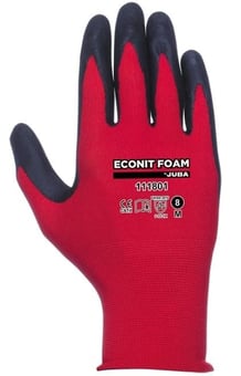 picture of Juba Econit 111801 Nitrile Foam Palm Coated  Red/Black Gloves - BL-303188