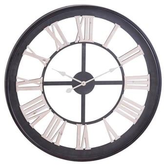 Picture of Hill Interiors Black Framed Skeleton Clock With White Roman Numerals - [PRMH-HI-21070]