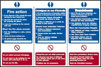 picture of Spectrum Fire action notice (English / French / German) – PVC (300 x 200mm) - SCXO-CI-0171