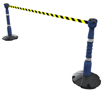 picture of Skipper 9m Free Standing Retractable Barrier Kit - Blue - Black/Yellow Chevron - [SK-KIT10-BBY]