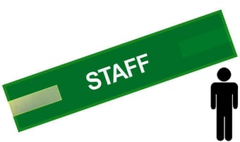 picture of Green - Mens Pre Printed Arm band - Staff - 10cm x 55cm - Single - [IH-ARMBAND-G-STA-W]