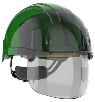 picture of JSP EVO VISTAshield Safety Helmet with Integrated Faceshield - Green/Smoke - [JS-AMC170-006-P00]