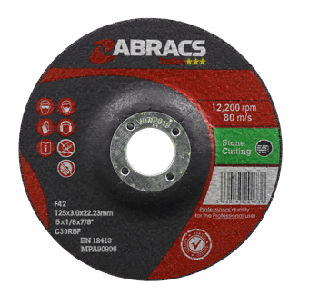 picture of Abracs Proflex 125mm x 3mm x 22mm DPC Stone Cutting Disc - C30S4BF Grade - Box of 25 - [ABR-PF12530DS]