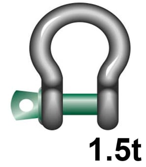 Picture of Green Pin Standard Bow Shackle with Screw Collar Pin - 1.5t W.L.L - EN 13889 - [GT-GPSCB1.5]