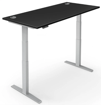 picture of Yo-Yo DESK PRO 2+ Silver Frame with Black Desk Top - YYO-YD-PRO-2P-S/1200700BLA