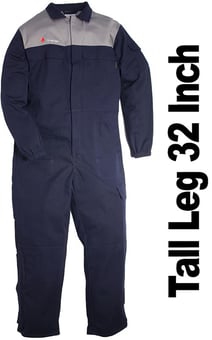 picture of NOAH Arc Flash Protective Coverall - Navy Blue - Tall Leg 32 Inch - 12.4 cal/cm² - CD-CLY-582-124-XT