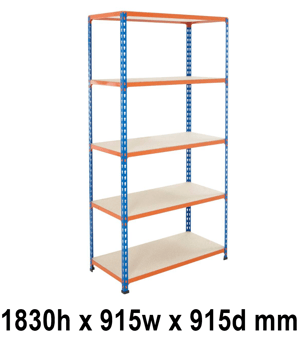 picture of BiGDUG BiG200 Shelving 5 Levels - Chipboard Shelves - 1830h x 915w x 915d mm - 90kg UDL - [BDU-B21809095BO]
