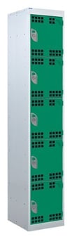 picture of QMP Tool Charging Locker - Perforated Door - Standard Plug - 5 Compartment - Green - 1800H x 300W x 450D mm - [QM-BL1830455GPX]