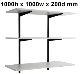 picture of BiGDUG Office Wall Mounted Shelving Kit - 1000h x 1000w x 200d mm - 3 White Melamine Levels - [BDU-TSB1023WO]