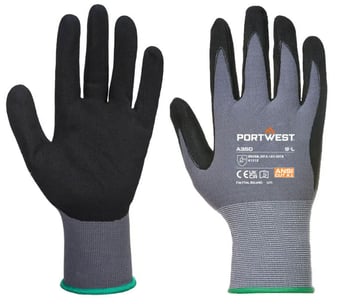 Picture of Portwest A350 DermiFlex Nitrile Coated Black Gloves - Box Deal 120 pairs - IH-PWA350BKR