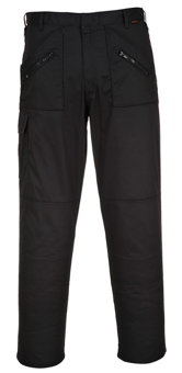 Picture of Portwest Superior Black Comfort Action Trousers - X Tall Leg 36 Inch - 245g - PW-S887BKX