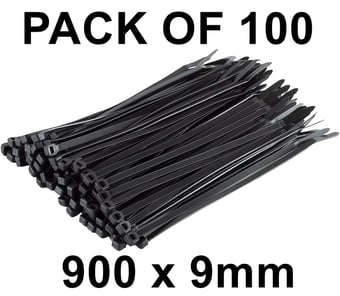 picture of ProSolve Black Cable Ties - 900 x 9mm - Pack of 100 - [PV-PVCT900]