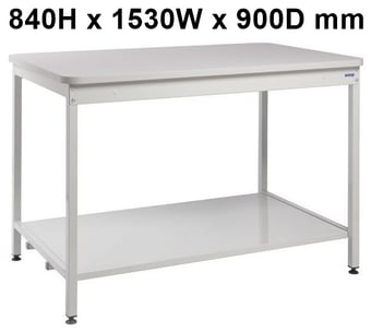 picture of QMP Mailroom Workbench - Open Bench with Lower Shelf - MFC Worktop - 840 x 1530 x 900D mm - [QM-MR841590SLXX]