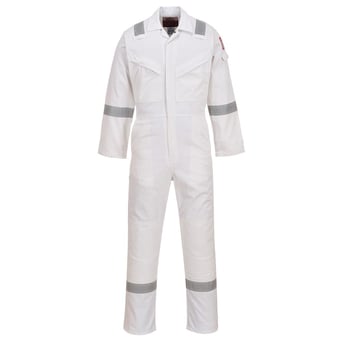 Picture of Portwest Antistatic Flame Resistant - White Coverall - PW-FR50WHR