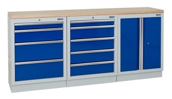 picture of BiGDUG 2041mm Wide Workbench - 4 Drawer Cabinet - 5 Drawer Cabinet - 2 Door Cupboard - Multiplex - [BDU-TGC341GBM] - (LP)
