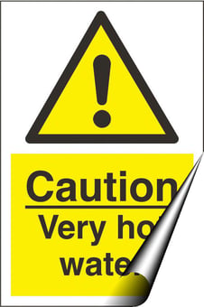 Picture of Caution Very Hot Water Sign - 200 x 300Hmm - Self Adhesive Vinyl [AS-WA224-SAV]