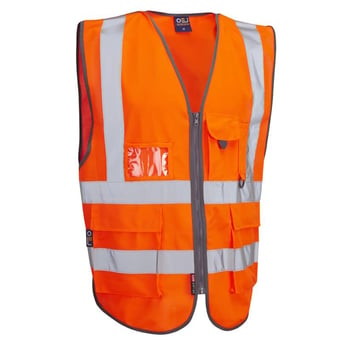 picture of Barnstaple - Hi-Vis Orange Superior Railway Waistcoat - LE-W22-O