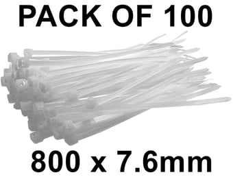 picture of ProSolve White Cable Ties - 800 x 7.6mm - Pack of 100 - [PV-PVCT800W]