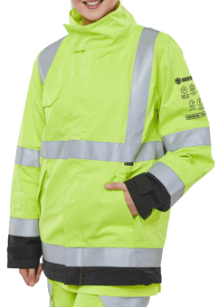 Picture of Beeswift Two Tone ARC Woven Hi Vis Jacket Saturn Yellow/Navy - BE-CARC925SYN