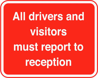 picture of Parking & Site Management - All Drivers And Visitors Must Report To Reception Sign - Class 1 Ref  BSEN 12899-1 2001 - 600 x 450Hmm - Reflective - 3mm Aluminium - [AS-TR126-ALU]