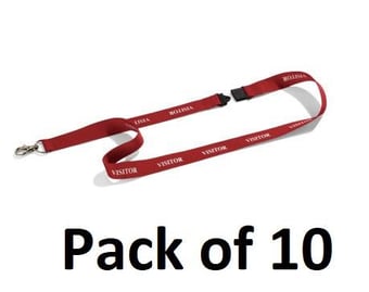 picture of Durable - Textile lanyard 20 "VISITOR" - Red - Pack of 10 - [DL-823803]