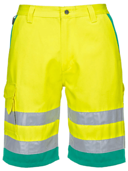 picture of Portwest L043 Hi-Vis Lightweight Polycotton Shorts Yellow/Teal - PW-L043YTR