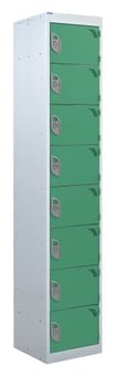 picture of QMP Tool Charging Locker - Solid Door - Standard Plug - 8 Compartment - Green - 1800H x 300W x 450D mm - [QM-BL1830458GSX]