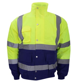 picture of Yoko Hi-Vis Deluxe Two Tone Heavy Duty Bomber Jacket - Yellow/Navy - BT-HVP218