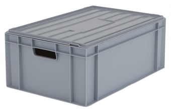 picture of BiGDUG Euro Stacking Box with Hinged Lid - 235h x 400w x 600d mm - 42L - Grey - [BDU-BNB4622LG] - (LP)