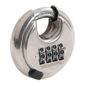 picture of Silverline - Stainless Steel Combination Disc Padlock - 4-Digit - [SI-926157]