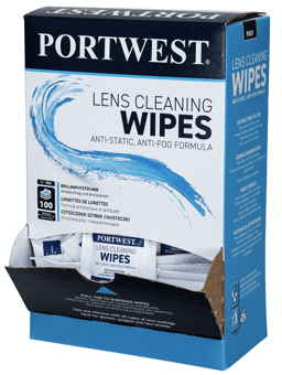 picture of Portwest - PA01 - 100 Individually Packaged Lens Cleaning Wipes - White - [PW-PA01WHR]