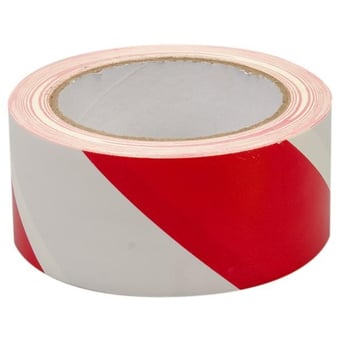 Picture of Self Adhesive - 50mm x 33m - Red and White PVC Hazard Floor Marking Tape - [EM-5033RW50X3]
