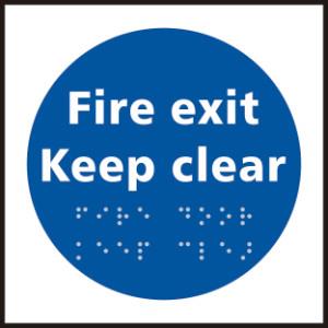 Picture of Fire exit Keep clear - Taktyle (150 x 150mm) - SCXO-CI-TK0110BSI-
