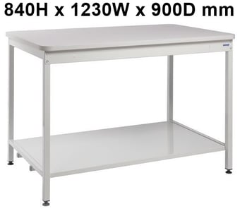 picture of QMP Mailroom Workbench - Open Bench with Lower Shelf - MFC Worktop - 840H x 1230W x 900D mm - [QM-MR841290SLXX]