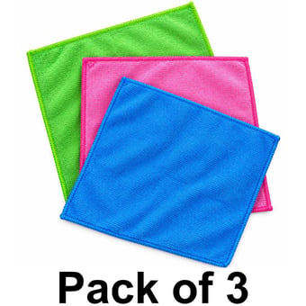 picture of Buzz Microfibre Cleaning Cloths - 25 x 25 cm - 3 Pack - [OTL-320499]