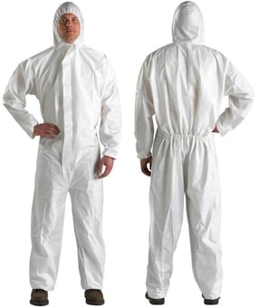 Picture of Supreme TTF - White Disposable SMS Coveralls - 40 Gsm - Single - Individually Packed - HT-SMS-40 - (PS) (DISC-X)