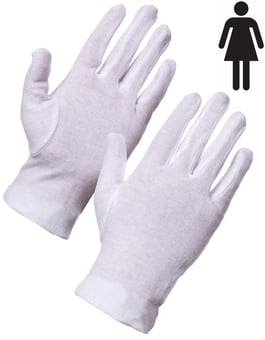 picture of Supertouch 10” Forchette Fitted Cotton Inspection Gloves - Ladies Size - Pair - [ST-25503]