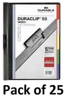 picture of Durable Duraclip 50 Index Clip Folder - A4 - Black - [DL-223401]